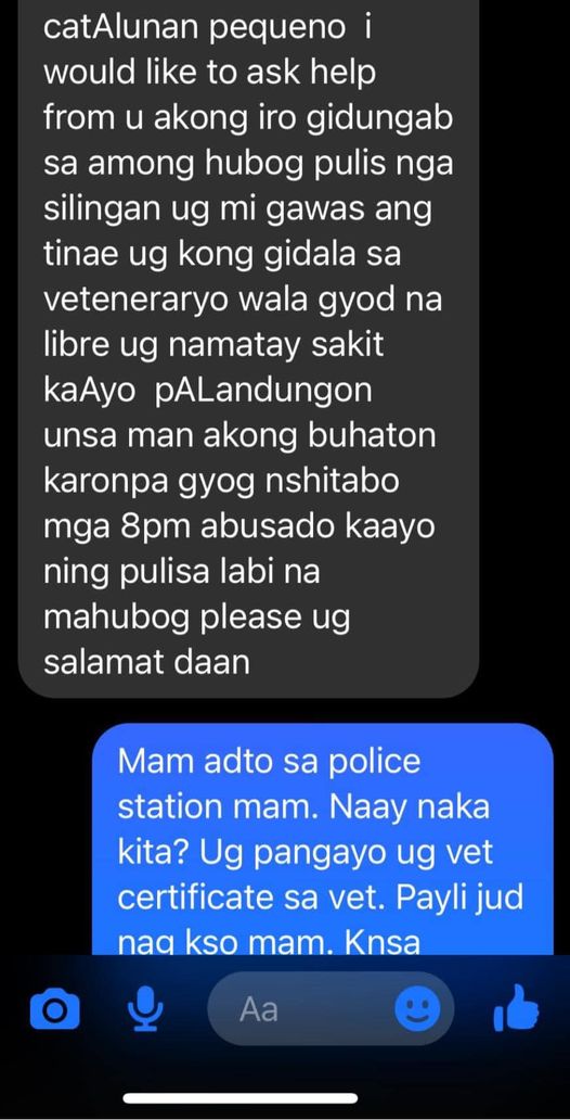 ATTENTION Baliok police station. Naay nag patabang sa inyo ky ang iyang iro gidu…