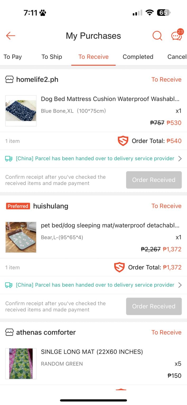 Mga order sa shopee na hindi na naabutan ni zilong. Dahil nga sa meron syang not…